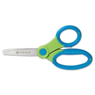 Westcott Titanium Bonded Kids Scissors, Rounded Tip, 5" Long, 2" Cut Length, Randomly Assorted Straight Handles (15986)
