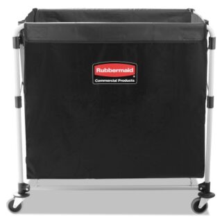 Rubbermaid Commercial One-Compartment Collapsible X-Cart, Synthetic Fabric, 9.96 cu ft Bin, 24.1" x 35.7" x 34", Black/Silver (1881750)