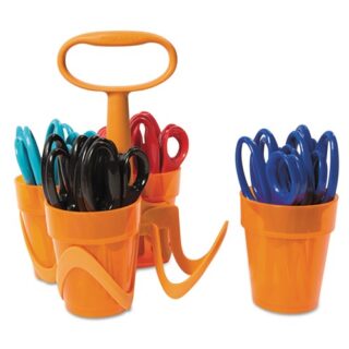 Fiskars Classpack Caddy, Rounded Tip, 5" Long, 1.6" Cut Length, Assorted Straight Handles, 24/Set (1234667097J)