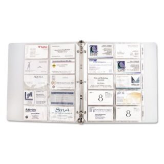 C-Line Tabbed Business Card Binder Pages, For 2 x 3.5 Cards, Clear, 20 Cards/Sheet, 5 Sheets/Pack (61117)