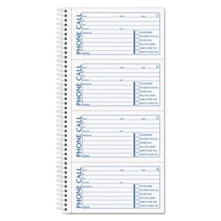 TOPS Spiralbound Message Book, Two-Part Carbonless, 5 x 2.75, 4 Forms/Sheet, 400 Forms Total (4003)