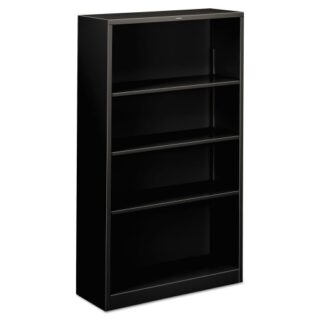 HON Metal Bookcase, Four-Shelf, 34.5w x 12.63d x 59h, Black (S60ABCP)