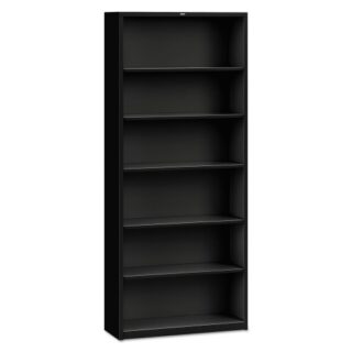 HON Metal Bookcase, Six-Shelf, 34.5w x 12.63d x 81.13h, Black (S82ABCP)