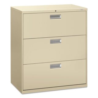 HON Brigade 600 Series Lateral File, 3 Legal/Letter-Size File Drawers, Putty, 36" x 18" x 39.13" (683LL)
