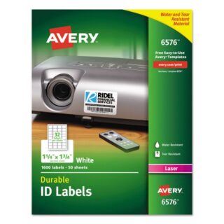 Avery Durable Permanent ID Labels with TrueBlock Technology, Laser Printers, 1.25 x 1.75, White, 32/Sheet, 50 Sheets/Pack (6576)
