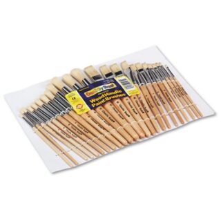 Creativity Street Preschool Brush Set, Sizes 1-12, Natural Bristle, Flat; Round Profiles, 24/Set (5172)