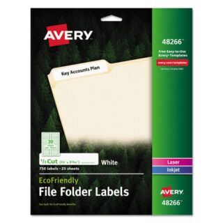 Avery EcoFriendly Permanent File Folder Labels, 0.66 x 3.44, White, 30/Sheet, 25 Sheets/Pack (48266)
