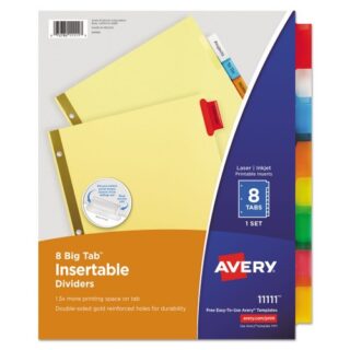 Avery Insertable Big Tab Dividers, 8-Tab, Double-Sided Gold Edge Reinforcing, 11 x 8.5, Buff, Assorted Tabs, 1 Set (11111)
Avery Insertable Big Tab Dividers, 8-Tab, Double-Sided Gold Edge Reinforcing, 11 x 8.5, Buff, Assorted Tabs, 1 Set (11111)