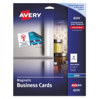 Avery Magnetic Business Cards, Inkjet, 2 x 3.5, White, 30 Cards, 10 Cards/Sheet, 3 Sheets/Pack (8374)