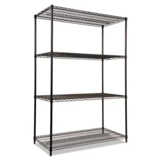 Alera NSF Certified Industrial Four-Shelf Wire Shelving Kit, 48w x 24d x 72h, Black (SW504824BL)