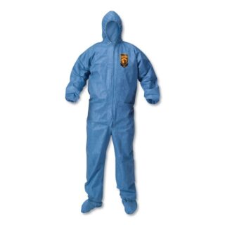 KleenGuard A60 Blood and Chemical Splash Protection Coveralls, X-Large, Blue, 24/Carton (45094)