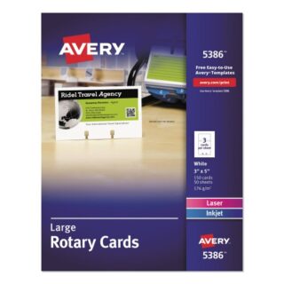 Avery Large Rotary Cards, Laser/Inkjet, 3 x 5, White, 3 Cards/Sheet, 150 Cards/Box (5386)