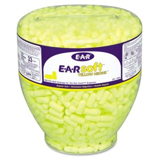 3M E-A-Rsoft Neon Tapered Earplug Refill, Cordless, Yellow, 500/Box (3911004)