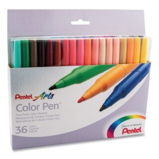 Pentel Fine Point 36-Color Pen Set, Fine Bullet Tip, Assorted Colors, 36/Set (S36036)