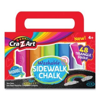 Cra-Z-Art Washable Sidewalk Chalk, Triangle Shaped, 12.63", 48 Assorted Bright Colors, 48 Sticks/Set (10880)