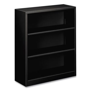 HON Metal Bookcase, Three-Shelf, 34.5w x 12.63d x 41h, Black (S42ABCP)