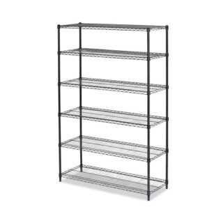 Alera NSF Certified 6-Shelf Wire Shelving Kit, 48w x 18d x 72h, Black Anthracite (SW664818BA)