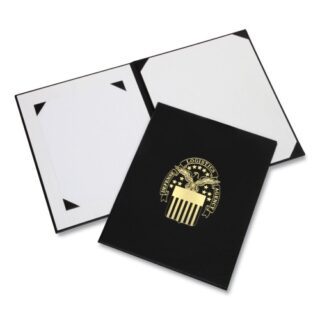 AbilityOne 7510017011610 SKILCRAFT Awards Certificate Binder, DLA Seal, 14.5 x 11.5, Black/Gold