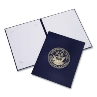 AbilityOne 7510017011808 SKILCRAFT Awards Certificate Binder, Navy Seal, 14.5 x 11.5, Navy Blue/Gold