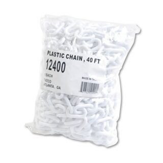 Tatco Crowd Control Stanchion Chain, Plastic, 40 ft, White (12400)
